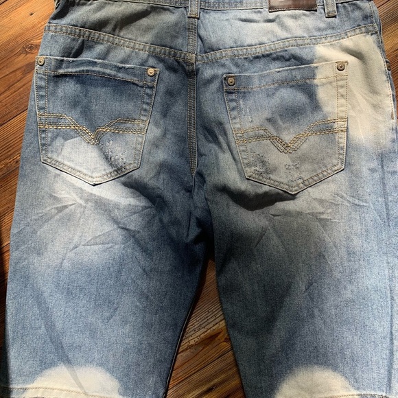 Bleecker & Mercer Mens Blue Distressed Destroyed Jean Shorts Size 34 W Hip Hop - Picture 11 of 14